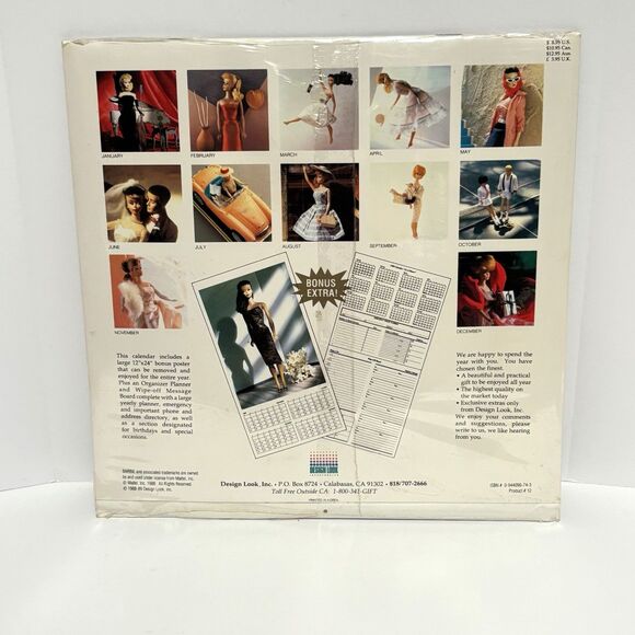 2 Vintage Barbie Calendars 1989 and 1990-SEALED-UNOPENED - Picture 5 of 8